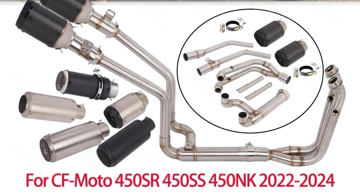 rura wydechowa motocyklowy wydech Nakładka Na Rurę Układu Wydechowego Pasuje Do Cfmoto 450SR NK450 SS Modyfikacja Podwójnego Łącznika Tłumika Z Przodu(B)