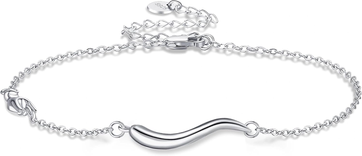 YAFEINI Italian Horn Hand Anklet Sterling Silver Cornicello and Mano Cornuto Layered Ankle Bracelet Italian Good Luck Protection Amulet Jewelry for Women Girls Gifts