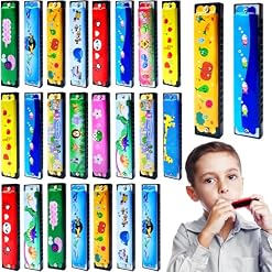 24 Pcs Kids Harmonica,Cartoon Harmonica Toy with Double Row,16 Holes Toddler Harmonicas for Beginners’ Musical Instrument Toy,Party Favors,Goodie Bags,Gifts - Les Beatles, Paul McCartney, John Lennon, RIngo Starr, George Harrison