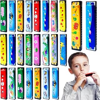 24 Pcs Kids Harmonica,Cartoon Harmonica Toy with Double Row,16 Holes Toddler Harmonicas for Beginners’ Musical Instrument Toy,Party Favors,Goodie Bags,Gifts - Les Beatles, Paul McCartney, John Lennon, RIngo Starr, George Harrison