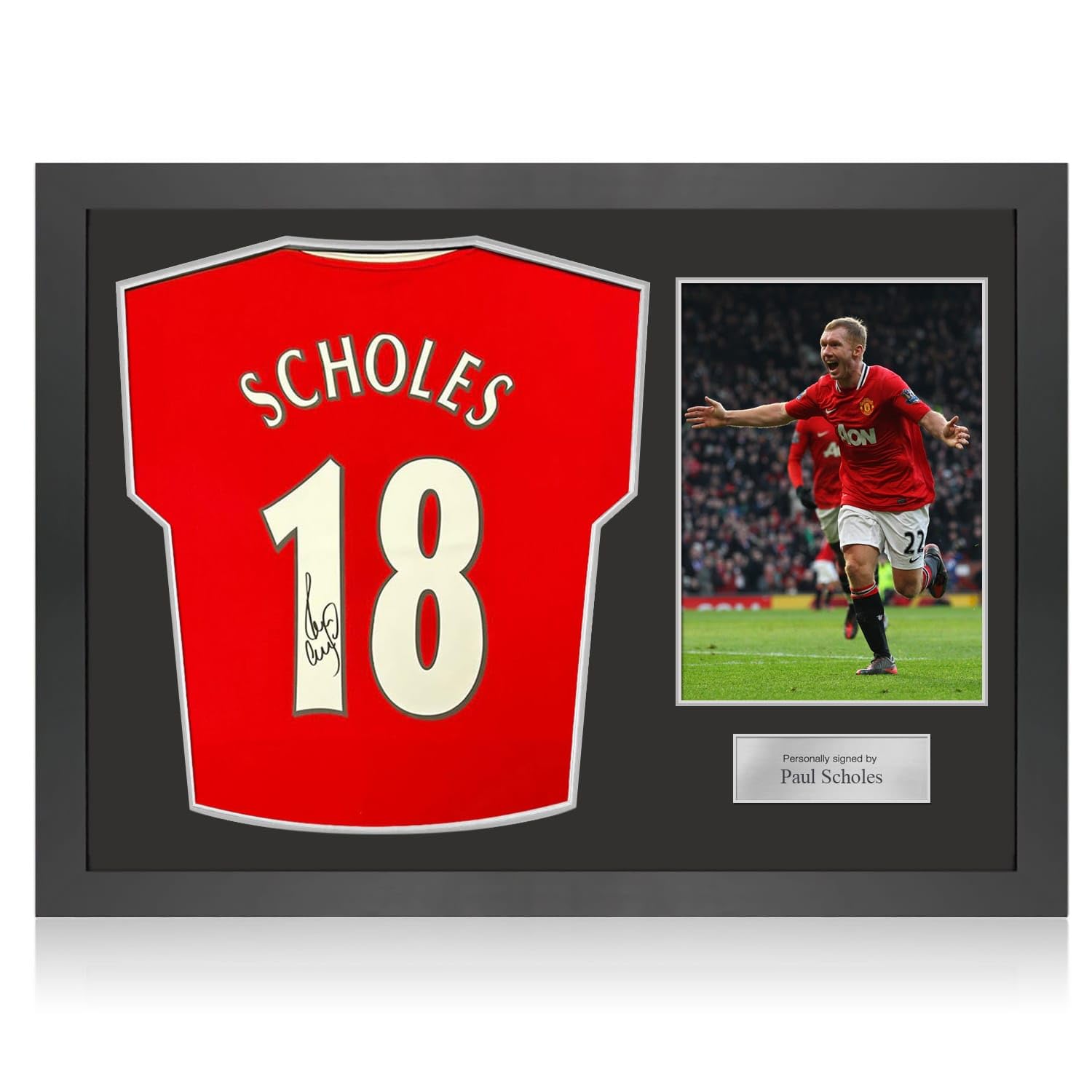 Exclusive MemorabiliaPaul Scholes Signed Manchester United 2022-23 Football Shirt. Icon Frame