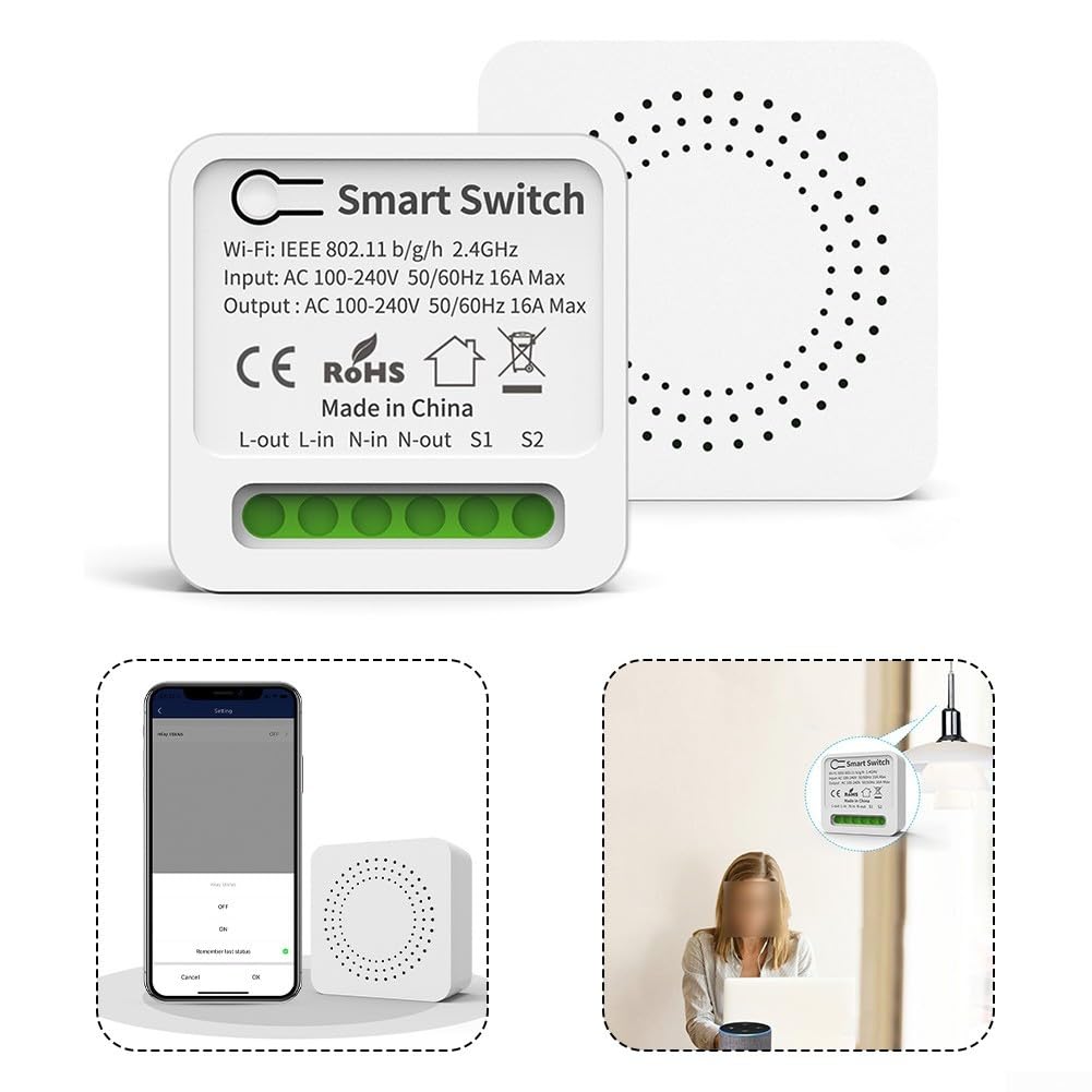 Interruttore Smart Home con connettività WiFi per attivazione vocale e Controllo dell'illuminazione Domestica (16 A)