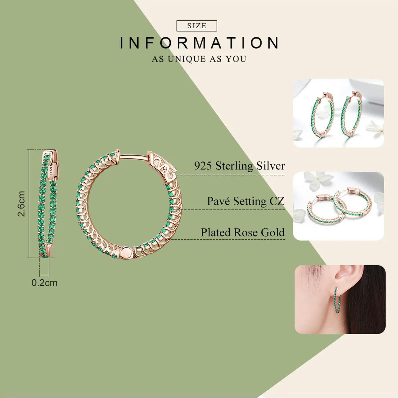 Pendientes Clásicos De Plata De Ley 925 Con Circonita Verde Redonda Para Mujer, Joyería De Compromiso Y Boda.