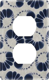 YYZZH Indigo And White Tie Dye Floral Motif Watercolor Blue Shibori Dyed Pattern Duplex Outlets Cover Switch Plate 2.9