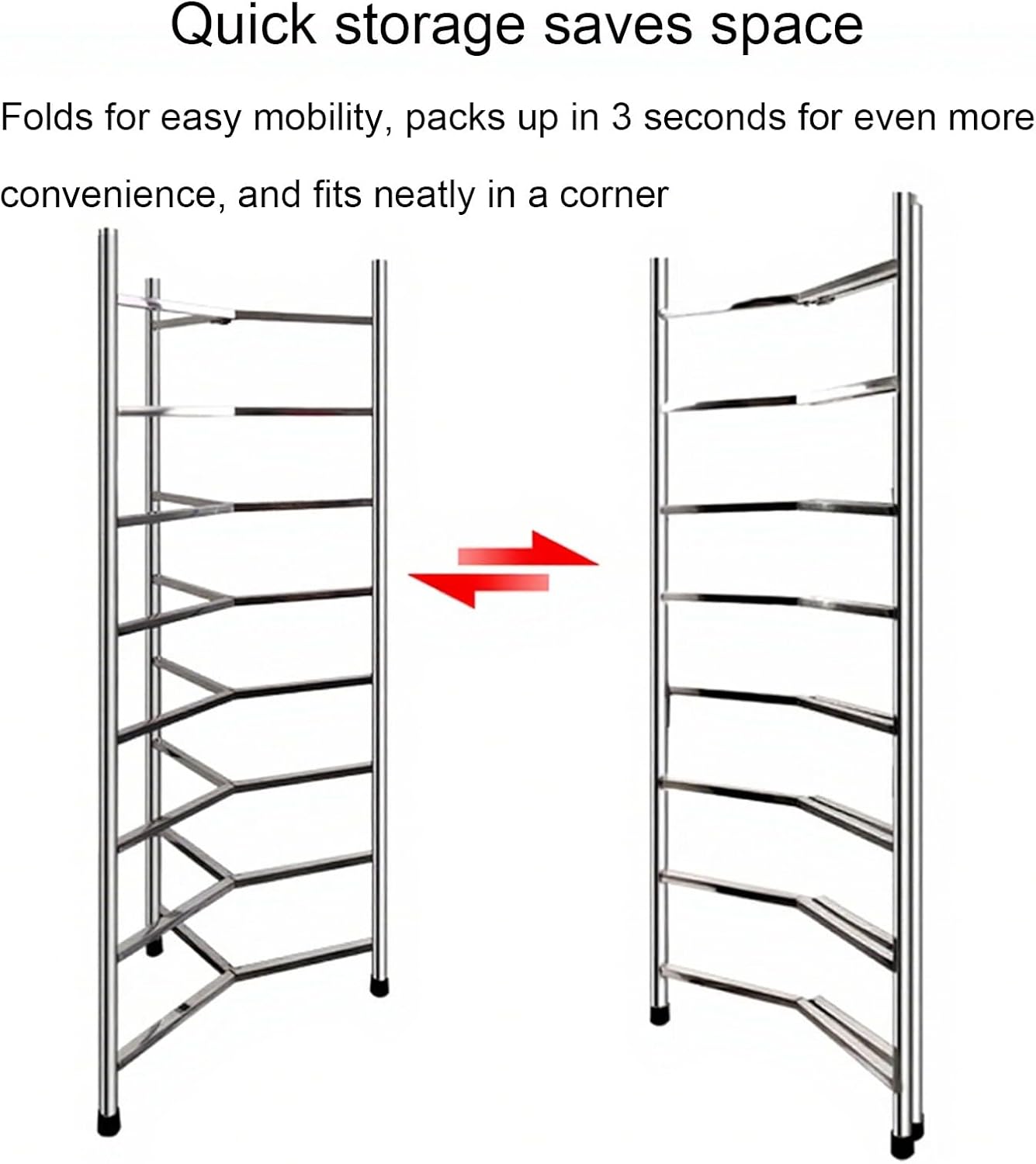 8-Tier Metal Kitchen Storage Rack - Floor-Standing Bakers Rack & Vegetable Stand for Pantry & Living Room nize Kitchen Essentials & Maximize Space,