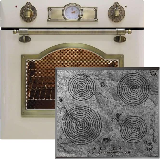 Kaiser Küchengeräte Backofen-Set EH 6355 ElfEm+KCT 6705 FI Ära, Autark, Retro Einbau Backofen, 8 Funktionen+Einbau Induktions-Kochfeld 60 cm, Höhlenmalereimotiv, PowerBooster, Autark