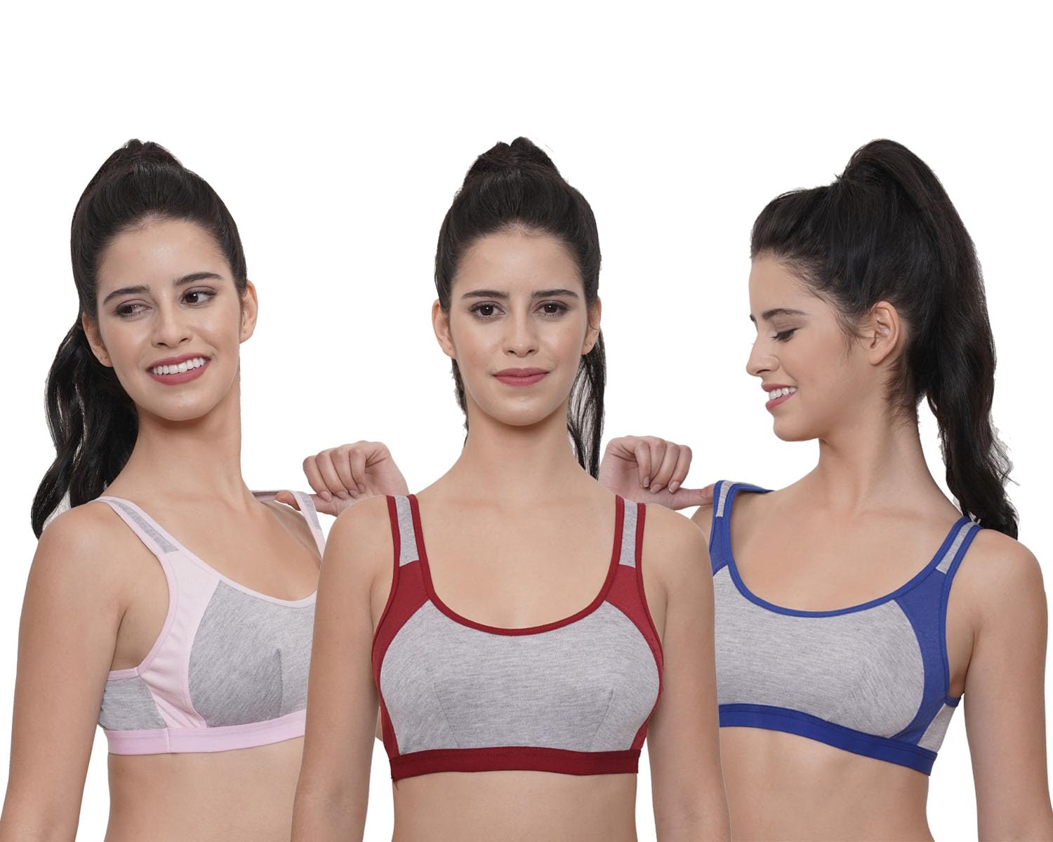 Women's Gym Sports Bra Combo Pack of 3 |Multicolor Design | Stretchable, Comfortable & Active Wear Bra-image-32