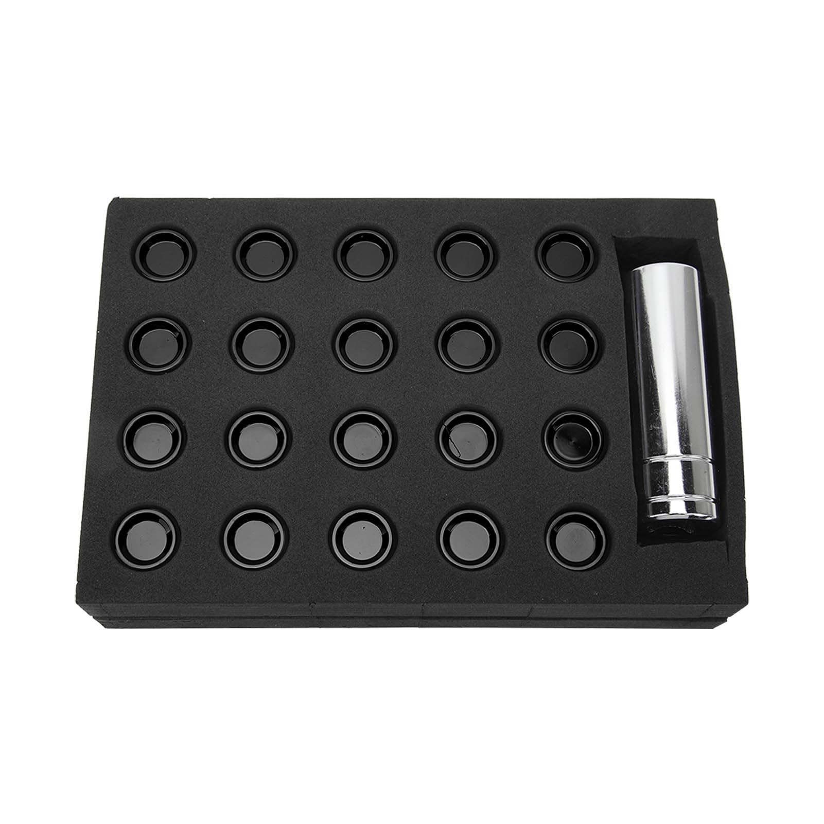 20er-Pack M12x1,5 Radmuttern, hochfeste Radmuttern, professioneller Spline-Radmuttern-Ersatz für die meisten Fahrzeuge, 19 mm L42 mm (Schwarz)