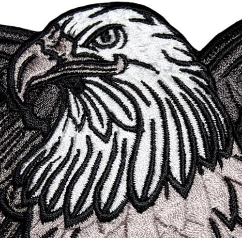 VegasBee AMERICAN BALD EAGLE US NATIONAL SYMBOL BIKER JACKET VEST LARGE EMBROIDERED PATCH, Gray-white - Image 5