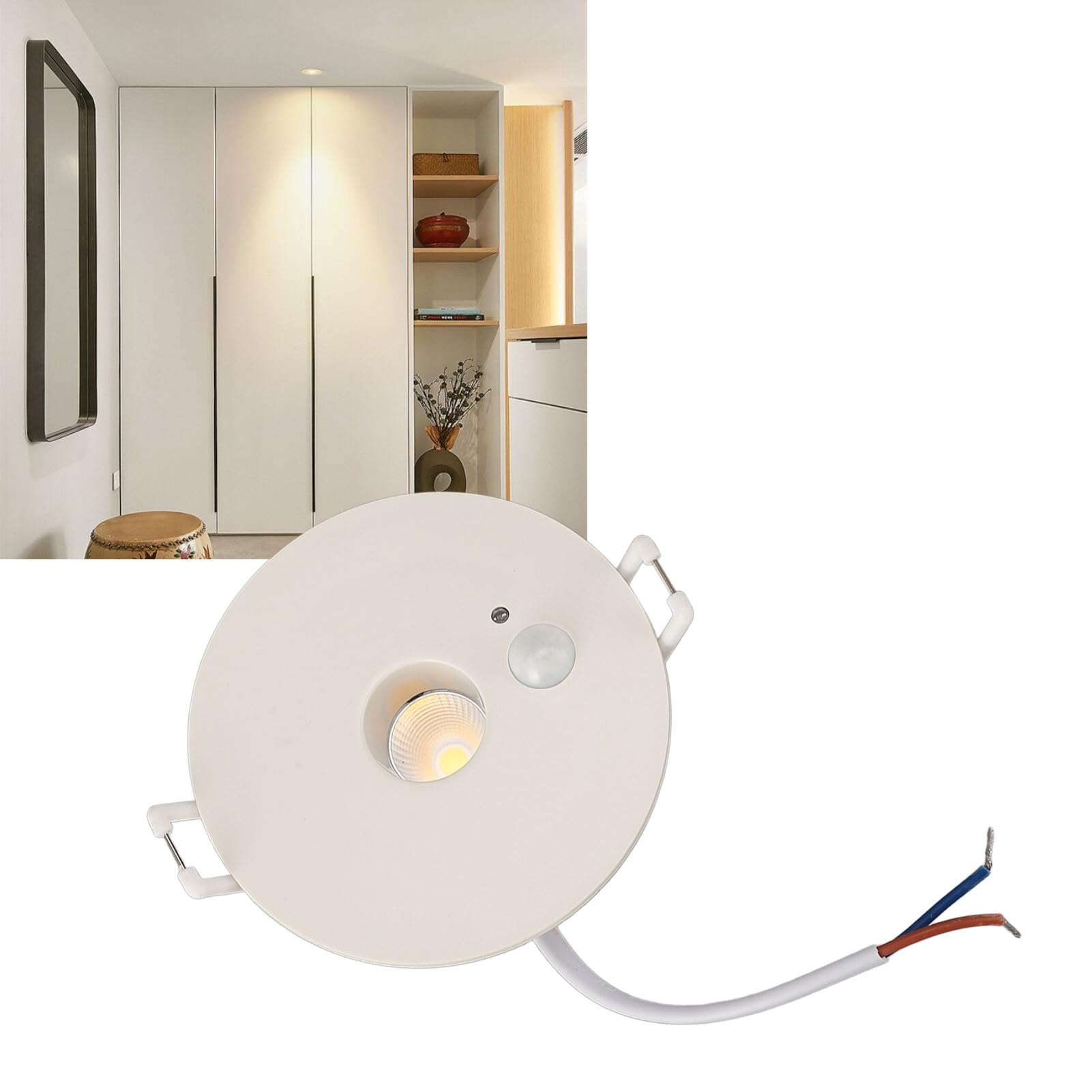 Luz de Techo, Foco Empotrable LED de 9W con Sensor de Movimiento Detección de 120° 3-6m, para Pasillo Sala de Estar Baño Garaje