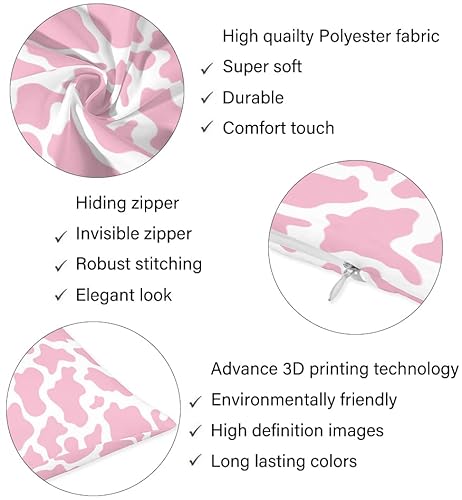Cow Print Body Pillow Cover Cute Farm Milk Cow Animal Cowhide Cushion Case Decorative Soft Farmhouse Long Pillowcase With Zipper Rectangle Pillow Cases For Bed,Couch,Sofa,Home Gift 20"X54",Pink White #TOP5