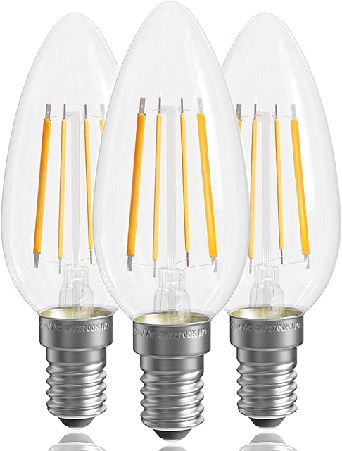 QNINE Warm White E14 LED Light Bulb, 4W (40W Equivalent), Candle Bulbs Small Screw, 2700K, Non-Dimmable, 3 Pack
