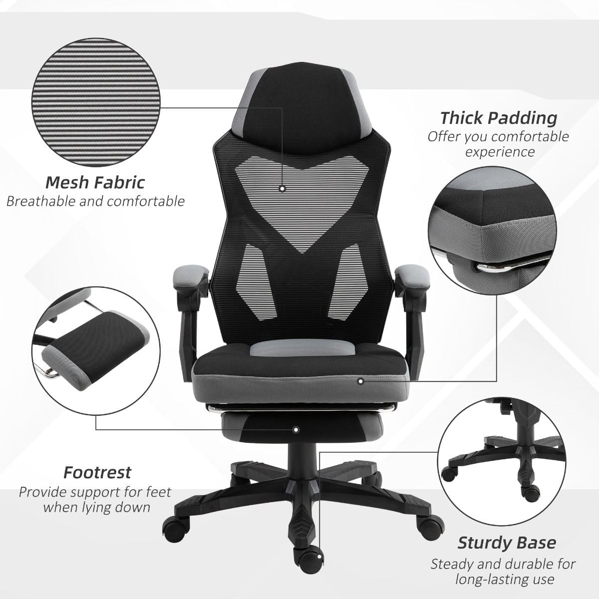 Home Office Ergonomic Desk Chair with Reclining Function