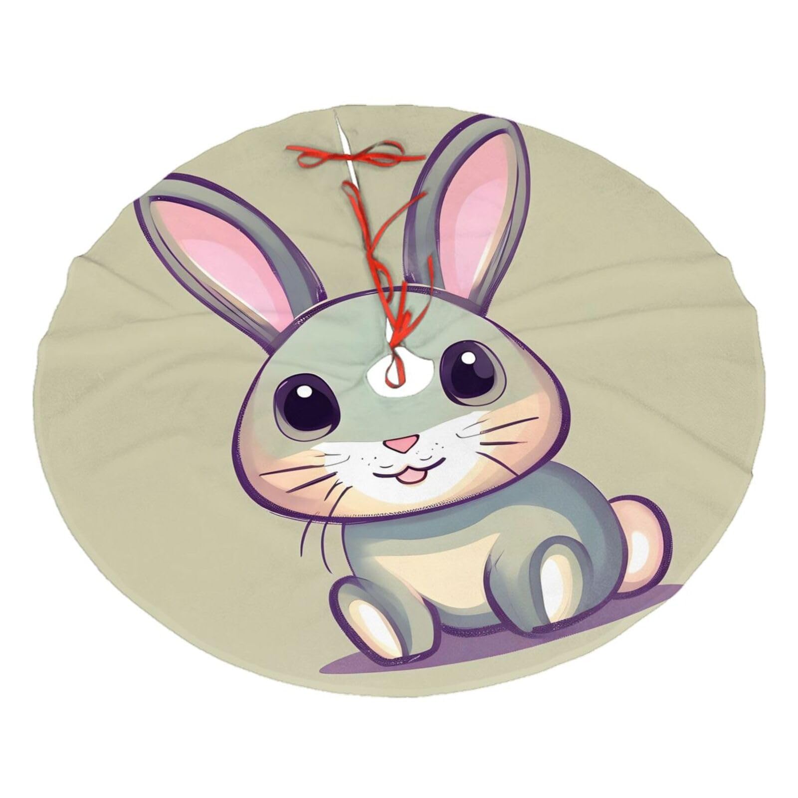 Cute Little Bunny Printed Christmas Tree Skirt Christmas Plush Tree Skirt 48 inches (About 112.2 cm) Christmas