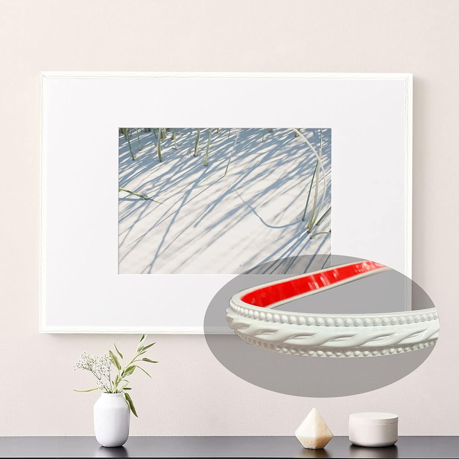 Gaahing Paintable Wall Trim, Peel and Stick Self-Adhesive Design, DIY Home Decor on The Cabinet Mirror Frame, 16.4ft x 0.8in