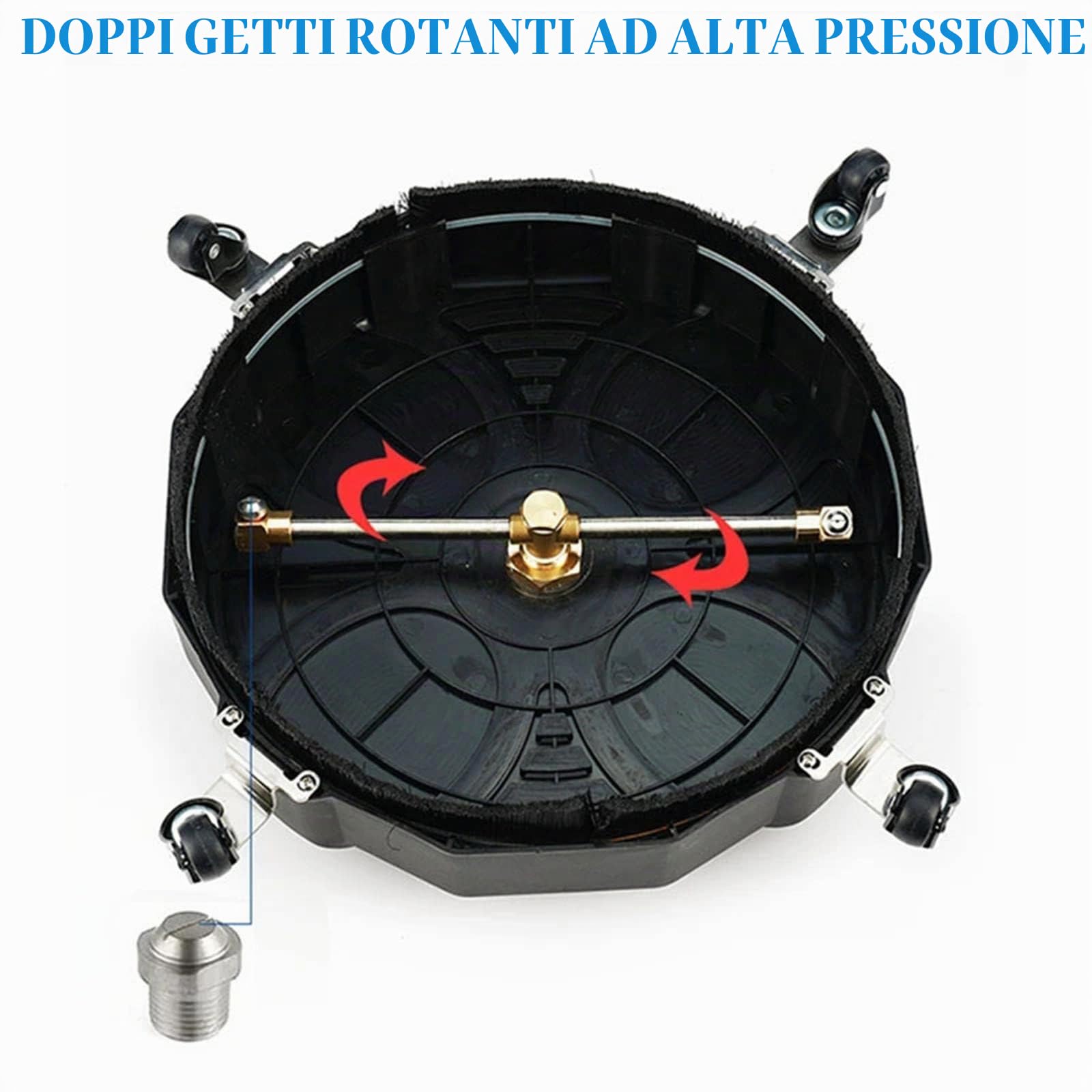 perfk 33 Cm Idropulitrici, Idropulitrice con Ruote di Rullo a 360 Gradi, Lavapavimenti per Idropulitrici, Pressione Massima 2500 Psi, Compatibile con Il Raccordo a Connessione Rapida Standard da 1/4