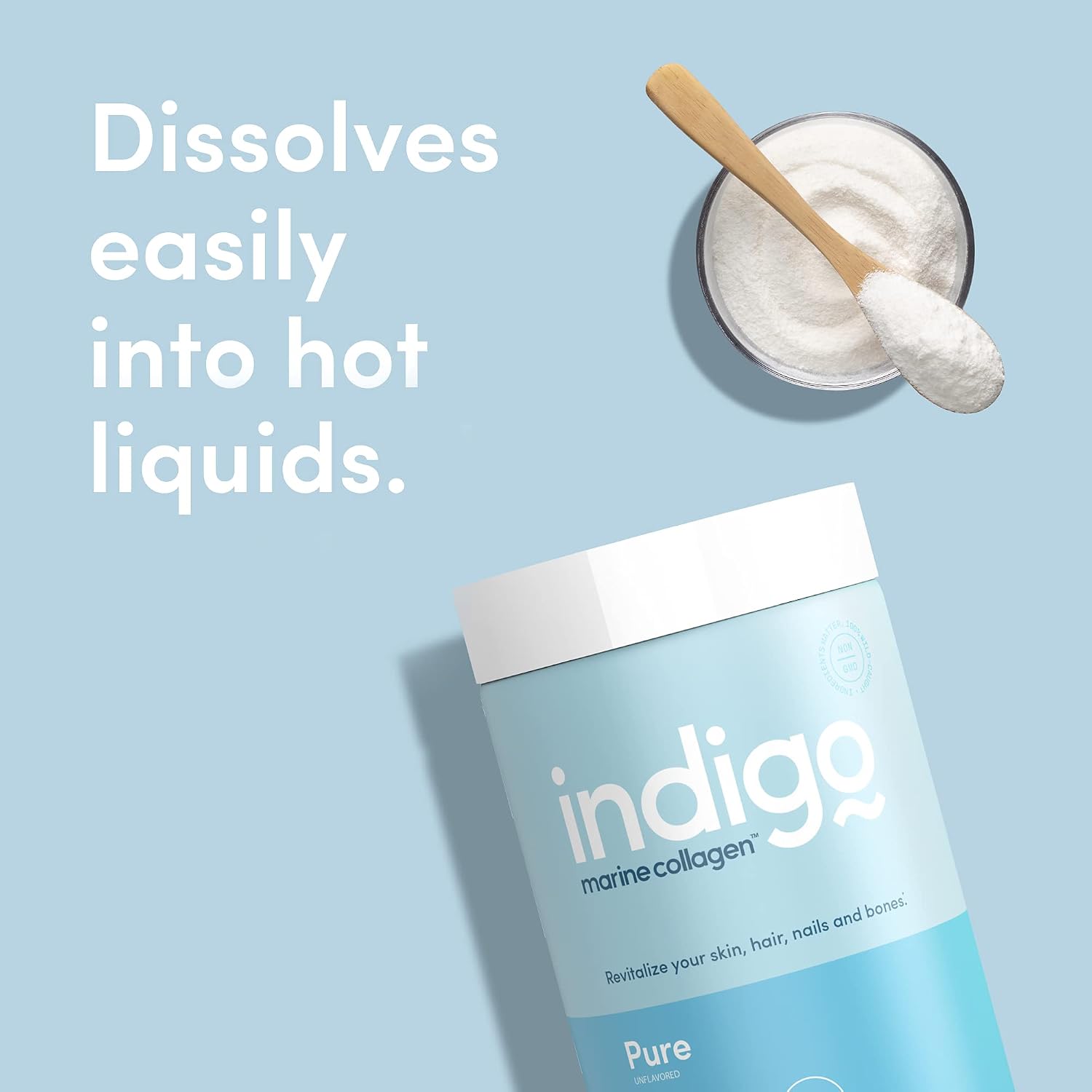 Indigo Collagen - Marine Collagen Powder | Wild Caught Fish Collagen | Hydrolyzed Multi-Collagen Peptides | Amino Acids for Hair, Skin, Nails | 10.6 Ounces, Unflavored