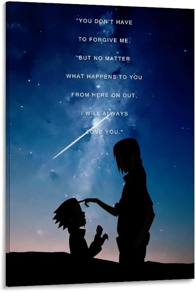 Itachi Uchiha Sasuke Toile Murale Imprimee Avec Citation En Anglais 60 X 90 Cm Amazon Fr Cuisine Et Maison