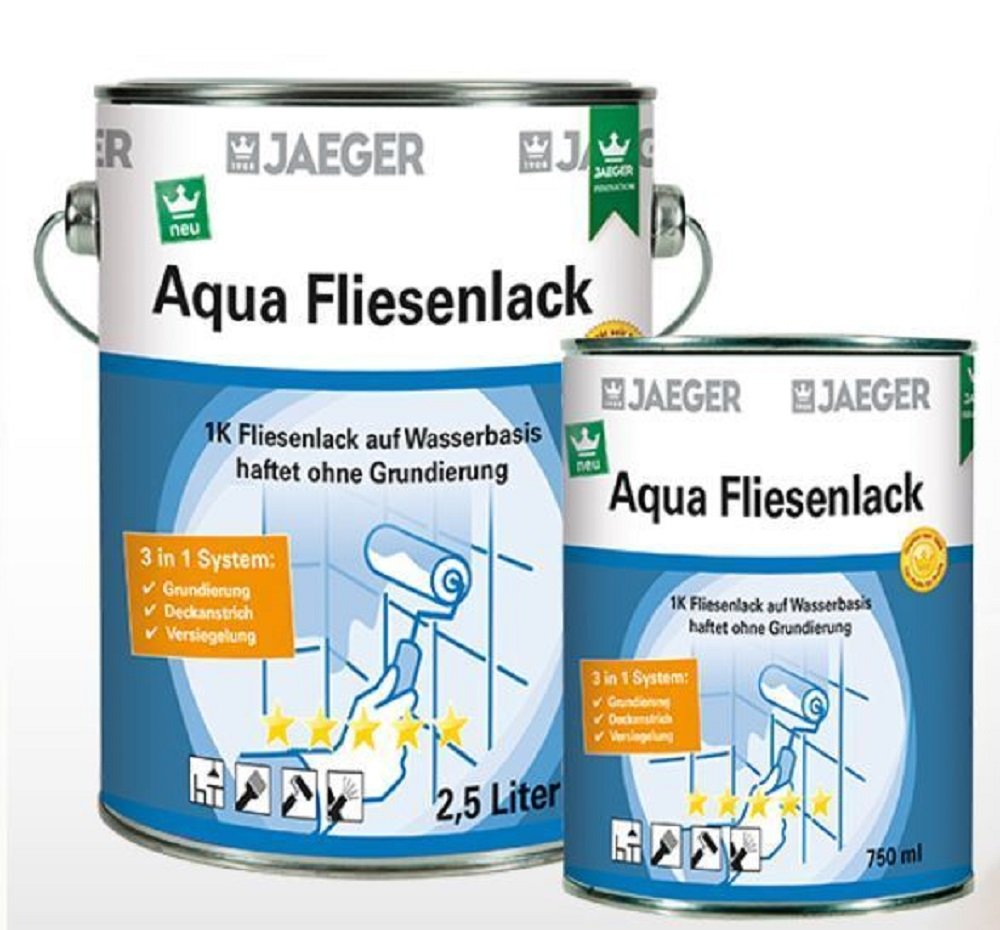 Jaeger Aqua Fliesenlack für Wandfliesen, seidenmatt (2,5 Liter, canapa (hellbraun0801))