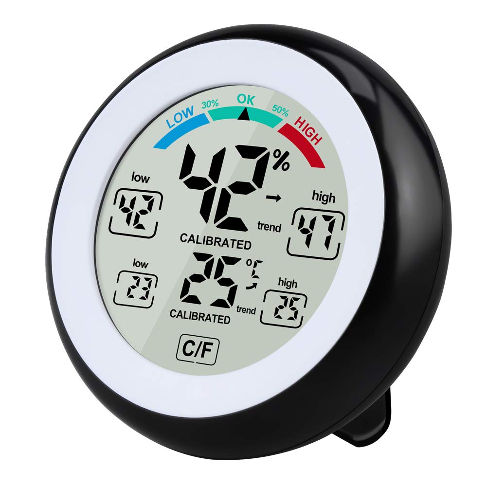 Solocil Digital Thermo Hygrometer Thermometer, Digital Temperature Humidity Monitor with Min/Max Records, LCD Display for Bedroom Living Room, Office