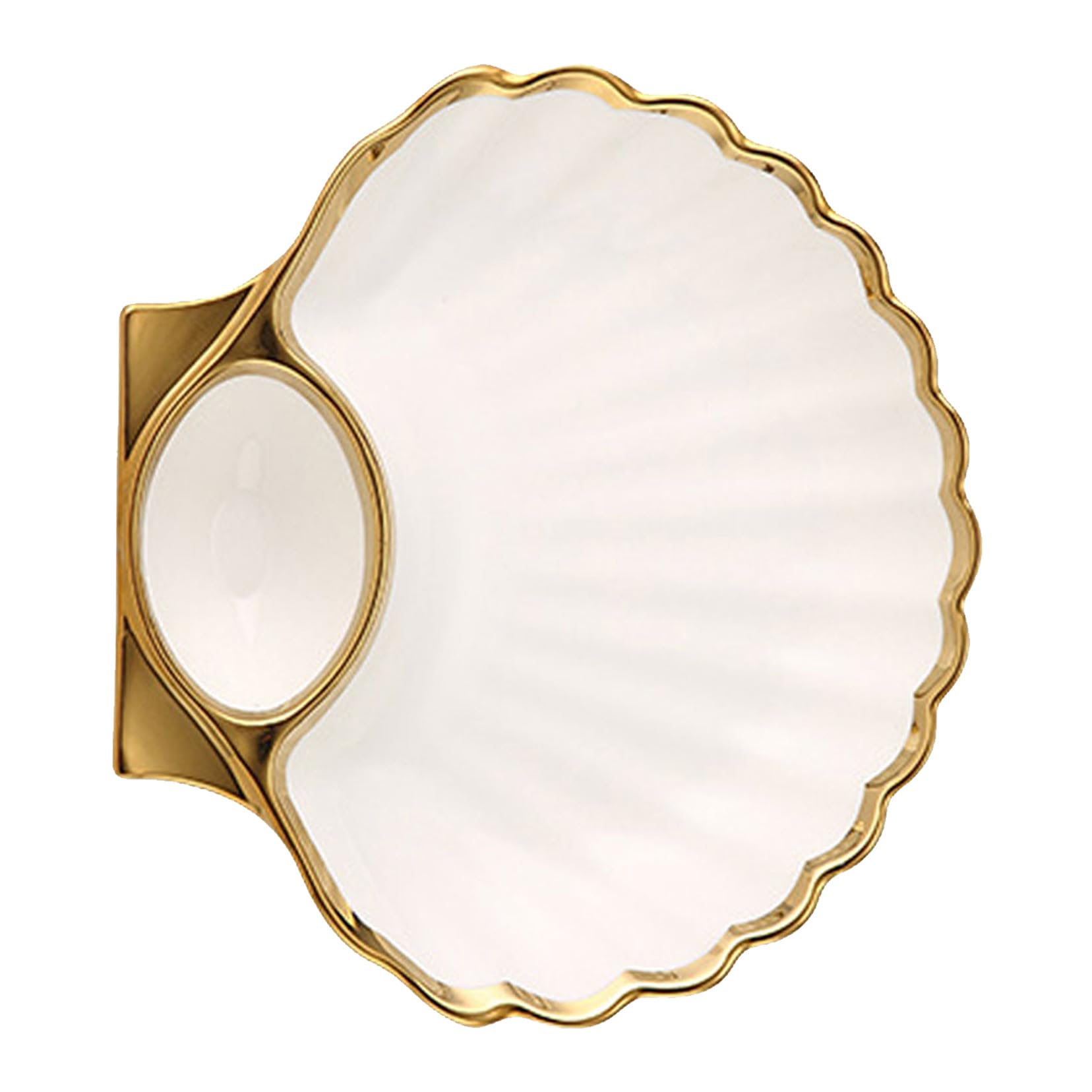 Plat en céramique blanche haut de gamme style coquille avec porte-sauce intégré