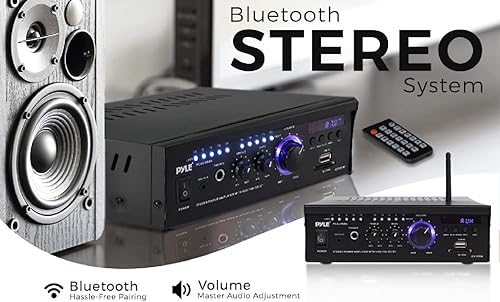 Miniatura 8 de Pyle Amplificador de altavoz de computadora Bluetooth de EE. UU. - Amplificador de potencia estéreo para el hogar de 2 x 120 W, sistema receptor de