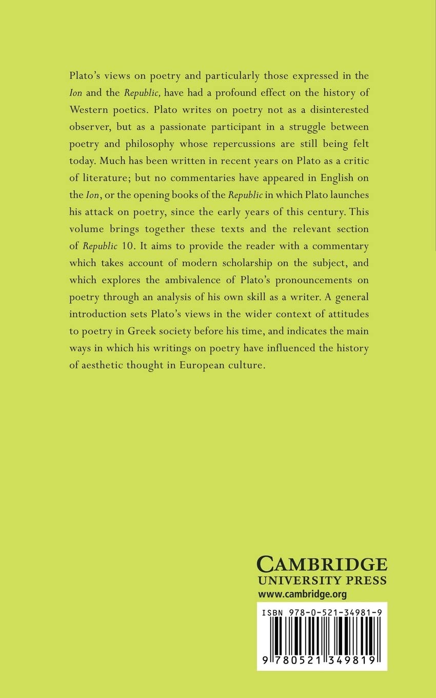 Plato on Poetry: Ion; Republic 376e–398b9; Republic 595–608b10 (Cambridge Greek and Latin Classics)