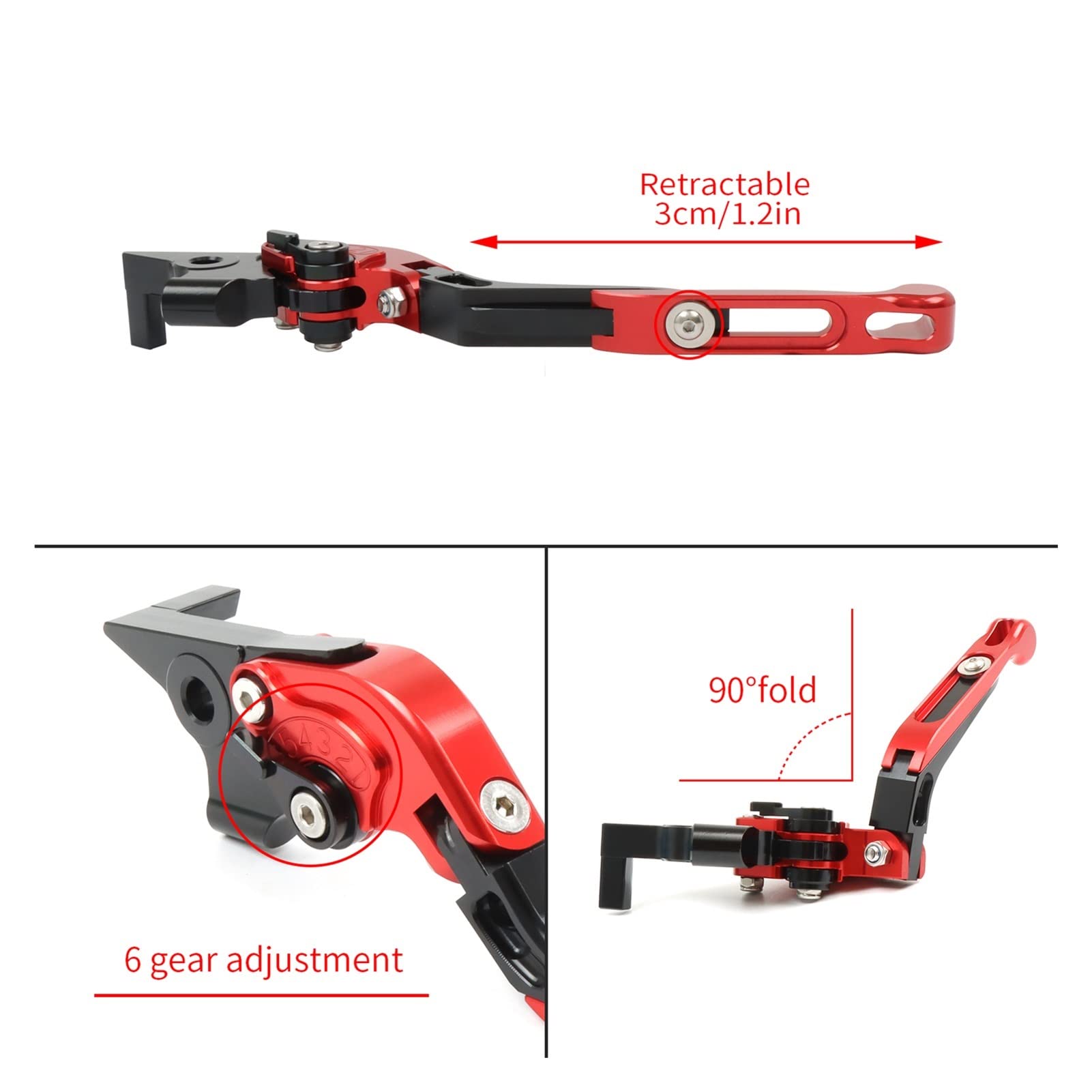 leviers de Freins pour Suzuki GSR750 GSR 750 2011-2018 Leviers d'embrayage De Frein Extensibles Pliants De Moto (Couleur : Rouge, Taille : Logo GSR)