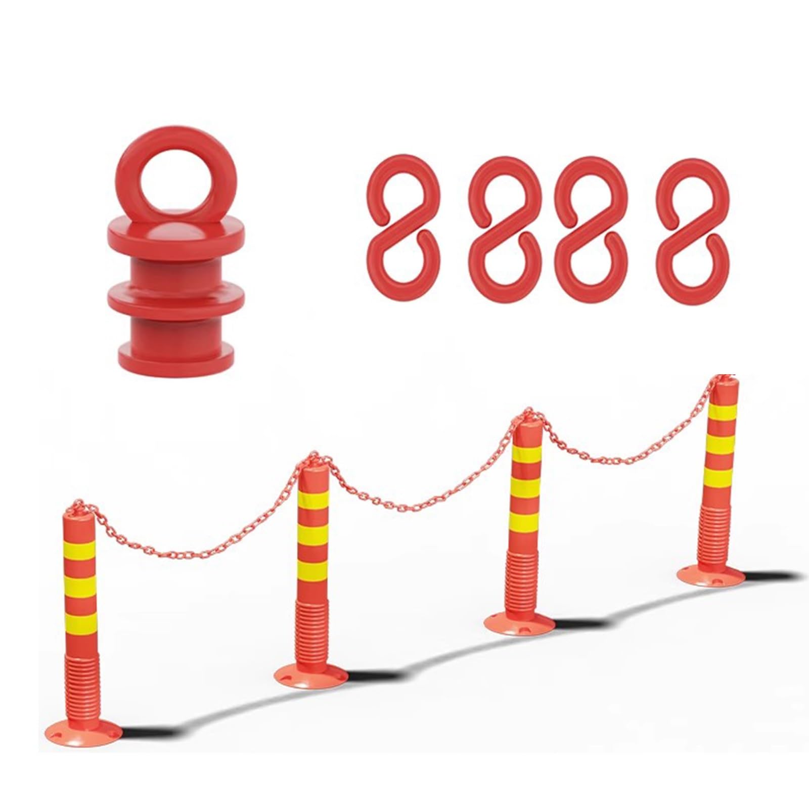 Poteau parking kit de 4 cones de signalisation de 76 cm et chaine de securite