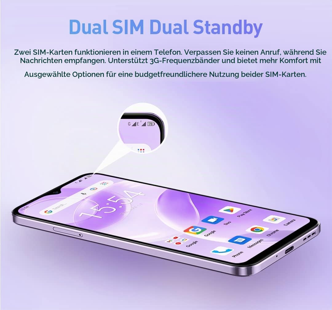 Ulefone Note 15 3G Smartphone ohne Vertrag, 3-Karten-Steckplatz, Quad Core 5GB+32GB, DUAL-SIM Android 12 Handy, 6,22'' HD+, 8MP+5MP Kamera, 4000mAh Akku, Gesichts Entsperrung GPS Schwarz