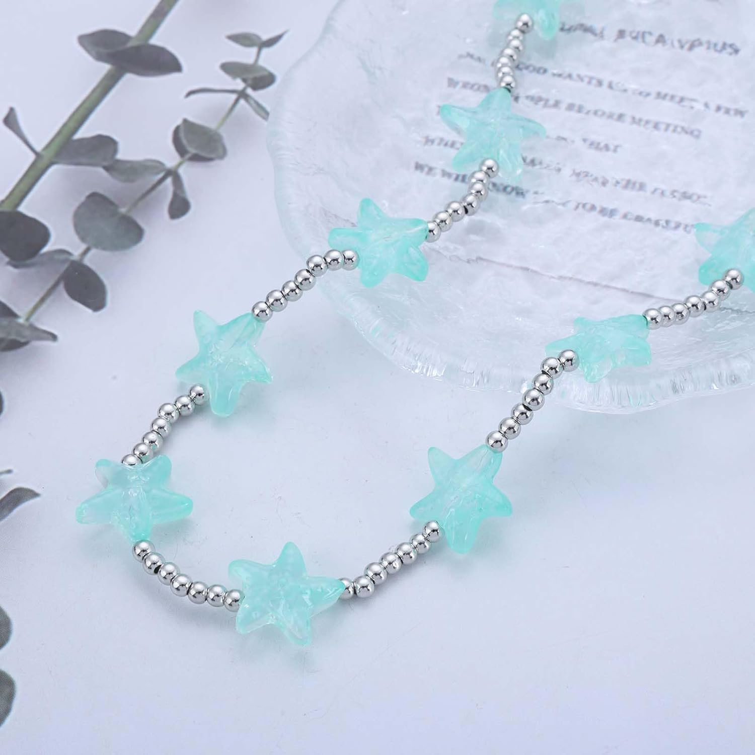 Bohemian Beach Starfish Necklace Surfer Starfish Beaded Chain Necklaces Sea Star Choker Necklace Summer Beach Surfer Choker Necklaces Jewelry for Women - Image 4