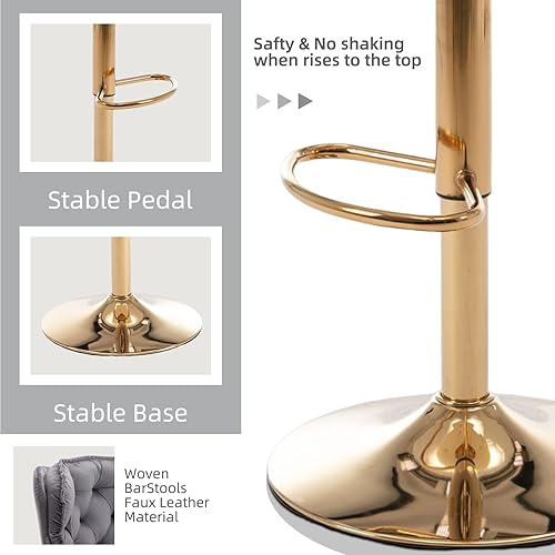 Miniatura 48 de SZLIZCCC Taburete de bar moderno giratorio de altura de pub, silla de comedor alta con asiento de terciopelo, respaldo, taburete hidráulico sin