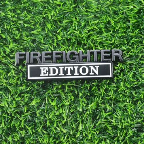 Image of 2pcs Firefighter Edition Emblem 3D Metal Decal Car Logo Badge Fit for Pickup Truck Car Truck Motorcycle 150 250 350 (Black White)