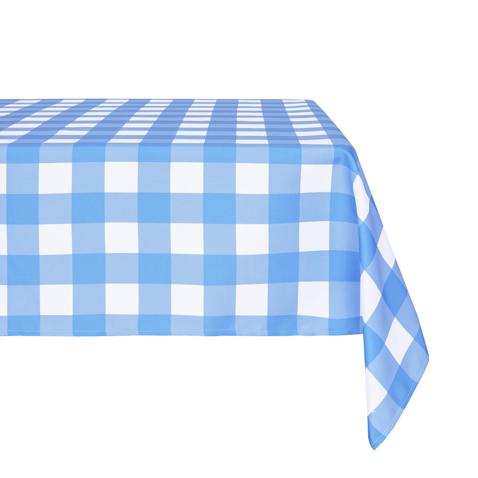 3E Home Blue Gingham Tablecloth 140x180cm, Polyester Checkered Tablecloth, Spillproof and Wrinkle Resistant Wipe Clean Plaid Rectangular Table Cloth for Outdoor and Indoor