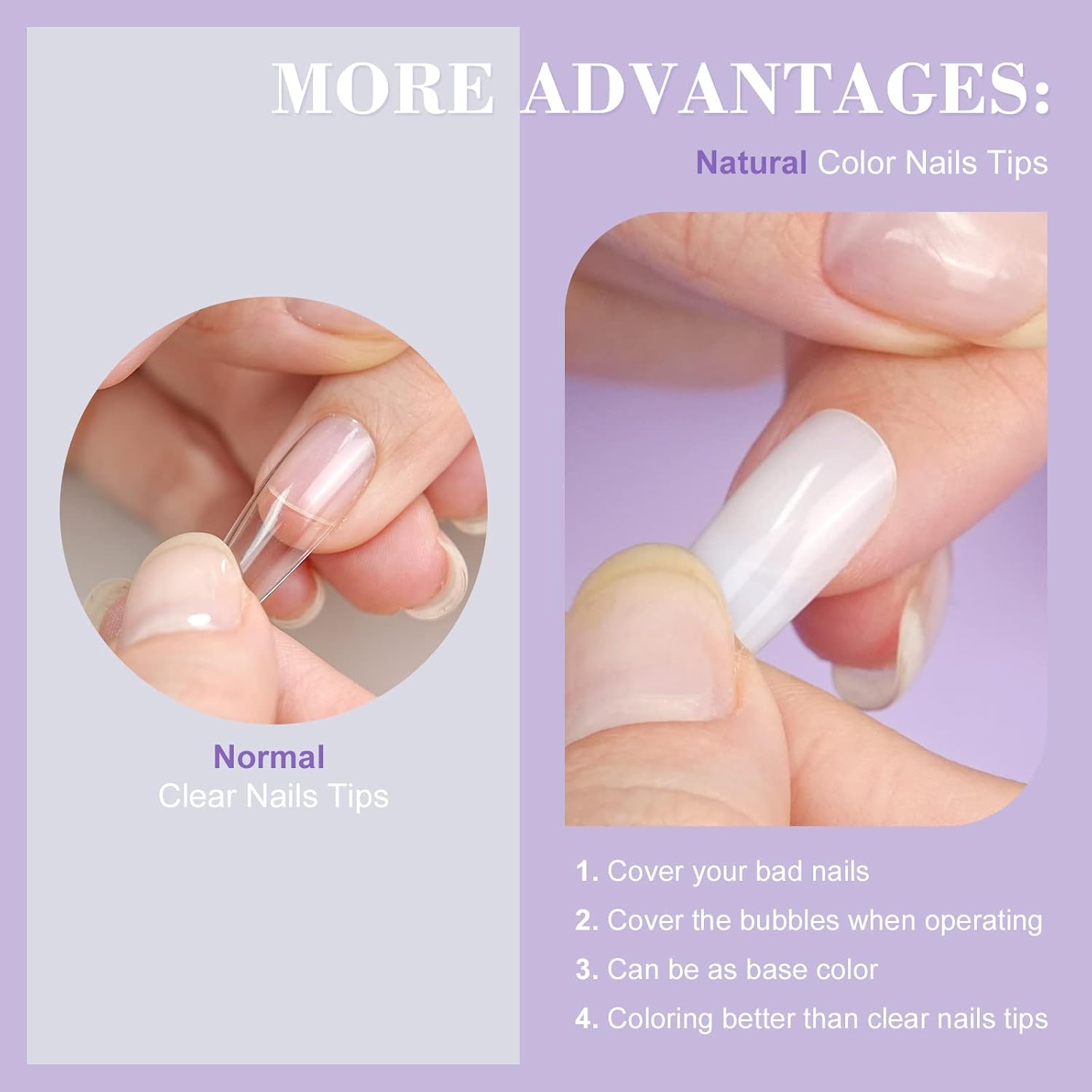 SAVILAND Gel Nail Kit – Natural Medium Square 500 PCS French Artificial Tips False Nails Acrylic Nails Full Cover Nails Tips Nail Art Home Salon Basic Set of Nail Extension