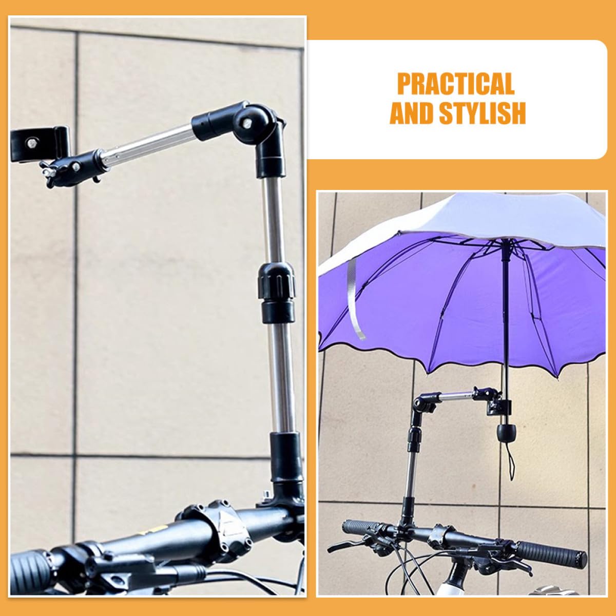 Soporte de paraguas para exteriores para usuarios de sillas de ruedas, soporte fijo de acero, protección UV y protección contra la lluvia, ideal para una vida independiente