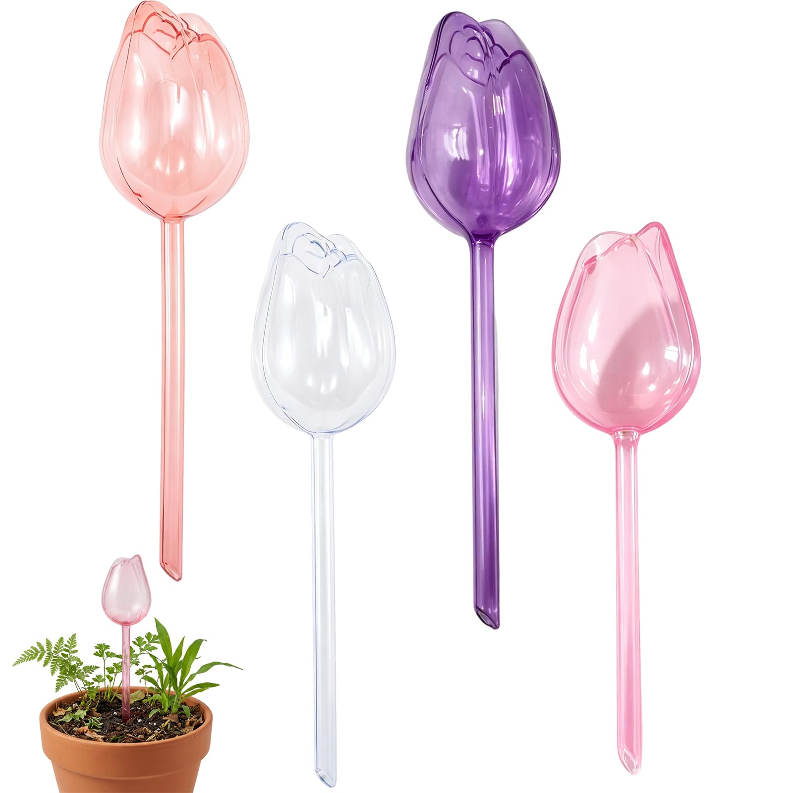 EujRcf 4 PCS Plant Watering Globes, Self Watering System for Plants Indoor Outdoor, Self Watering Spikes, Plant Watering Devices Potted Plants, Plant Watering Devices for Home Garden
