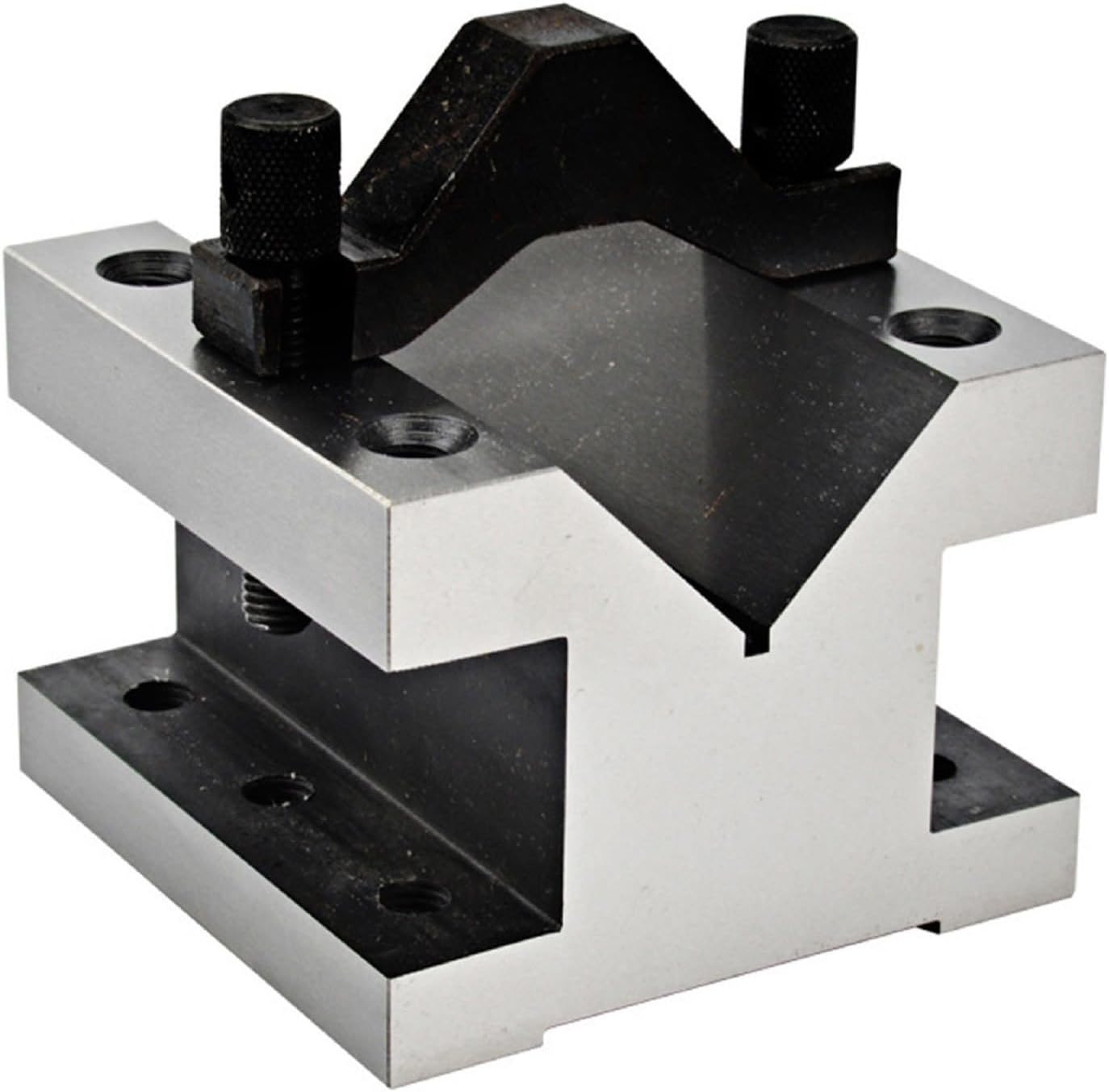 Hardened Steel V-Block Fixture Set with Clamp, 90 Degree Precision Ground Machinist Block for Milling Drilling Inspection, Parallel Square Centering Tool for Workshop(60x60x50mm)