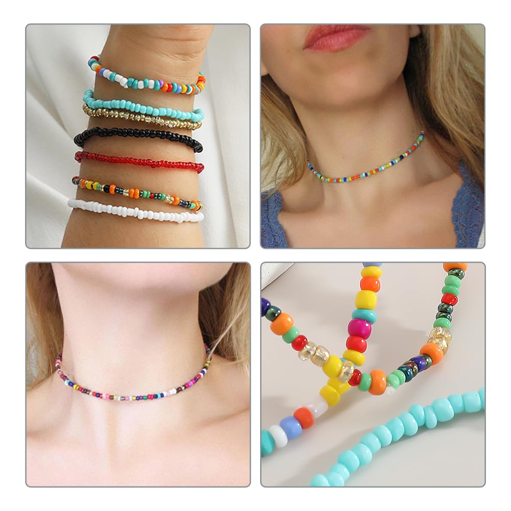 6 Pezzi Collane di Perline Colorate Boho Beach Collane di Perline Bracciali per Gioielli da Donna per Donne, Ragazze, Vacanza