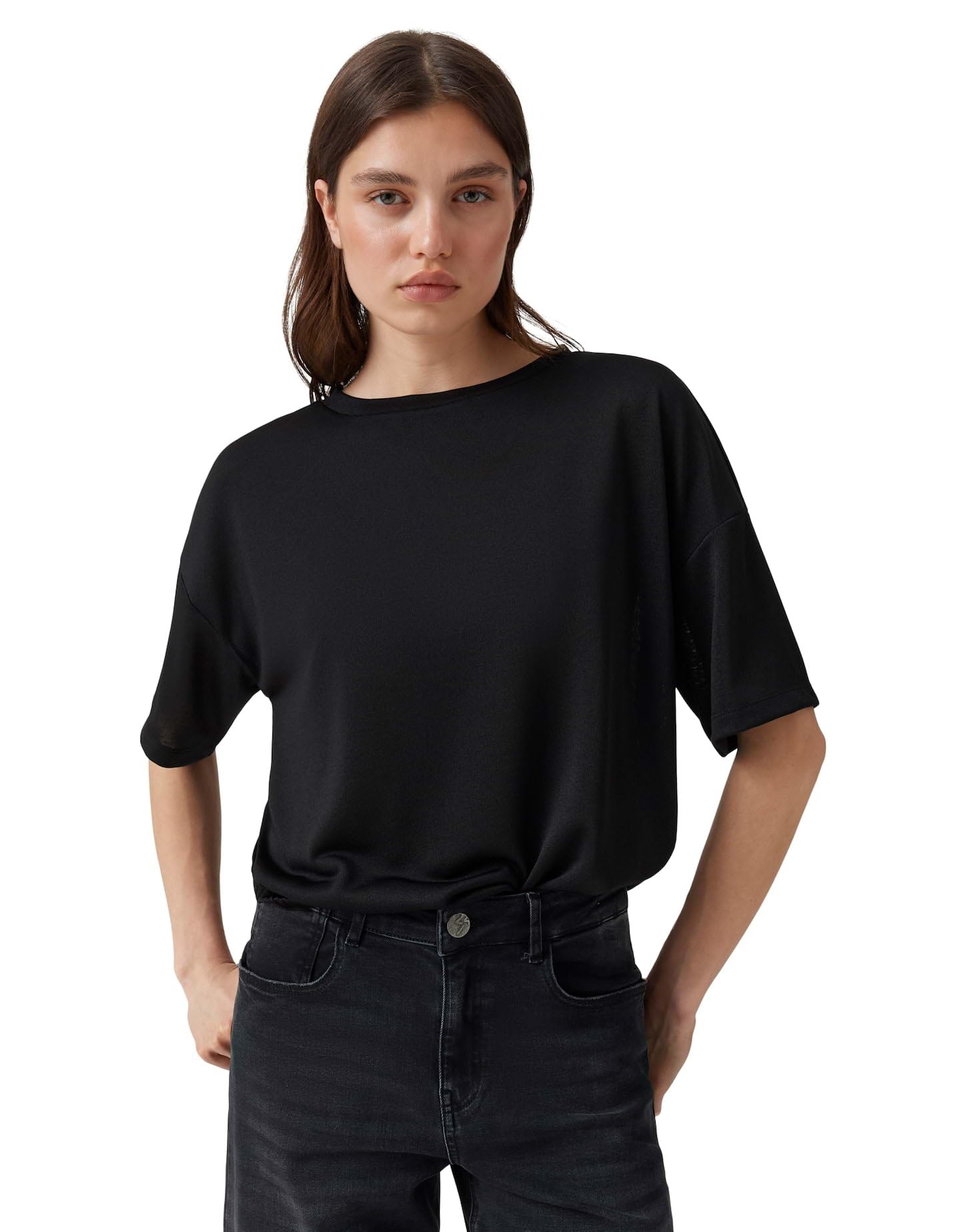 OPUS Damen Kurzarmshirt | T-Shirt mit elastischem Ballonsaum Regular Fit