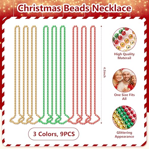 Image of fiintrwa Christmas Headband Beads Necklace Hair Hoop Eyewear Eyeglass Santa Hat Photo Props for Xmas Party Decoration Supplie