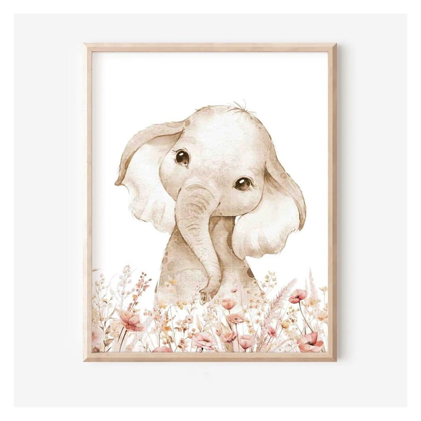 Póster nórdico con estampado de elefante en lienzo resistente de 40x50cm para sala