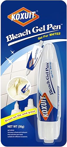 Lápiz blanqueador portátil de doble punta para ropa blanca y lechada - Aplicador de gel 2 en 1 listo para viajar con cabezal de cepillo, limpiador