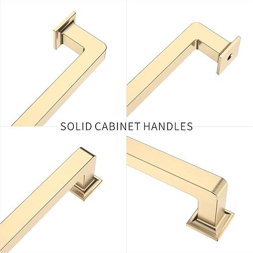 Miniatura 6 de 9BUILD Paquete de 10 tiradores dorados cepillados de 6.25 pulgadas para gabinetes de cocina, herrajes para gabinetes de cocina, manijas de cocina