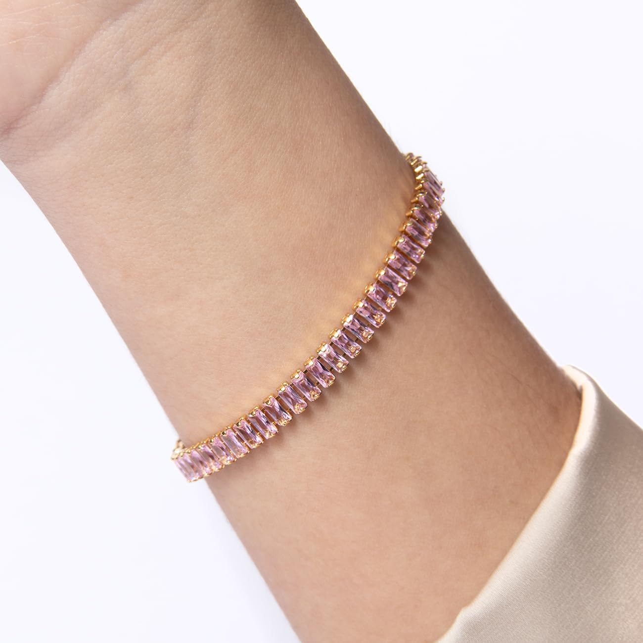 Silver Smile - 18K Gold Vermeil Modern Tennis Bracelet for Women – Hypoallergenic, Tarnish Resistant, Bold Elegant Design – Elegant Anniversary, Birthday, or Graduation Gift - Image 3