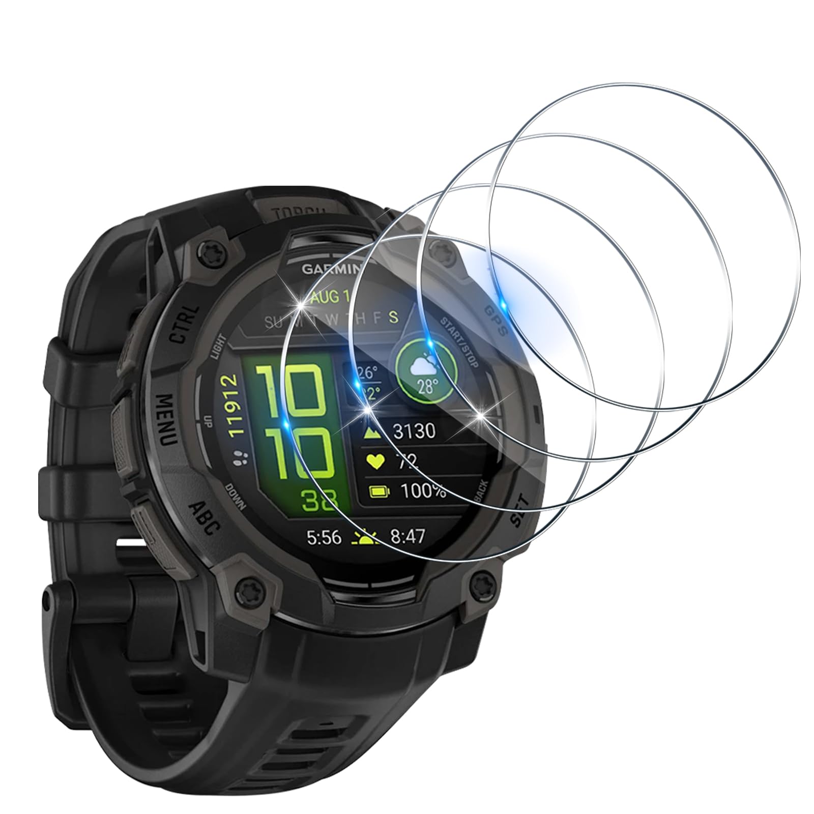 X-Dision Compatibile con Garmin Descent G2 Proteggi Schermo, 3 Pezzi [Durezza 9H, Alta Sensibilità, Infrangibile] Alta Definizione 2.5D Pellicola in Vetro Temperato