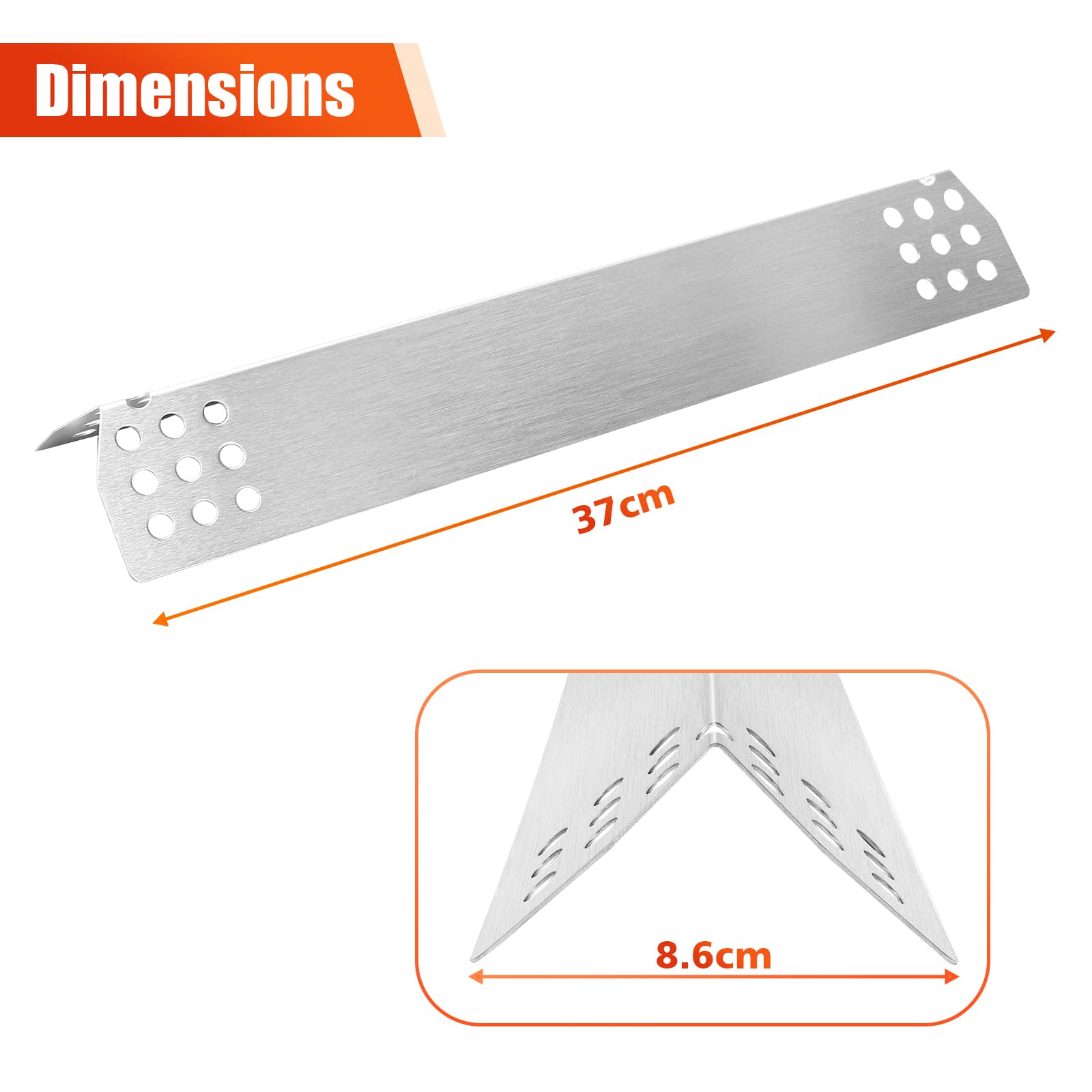 Denmay 36,8 cm de acero inoxidable protector de calor para parrilla Nexgrill Master Charbroil y otras parrillas de gas, cubierta de quemador deflector de calor, paquete de 3 (3 deflector de calor)