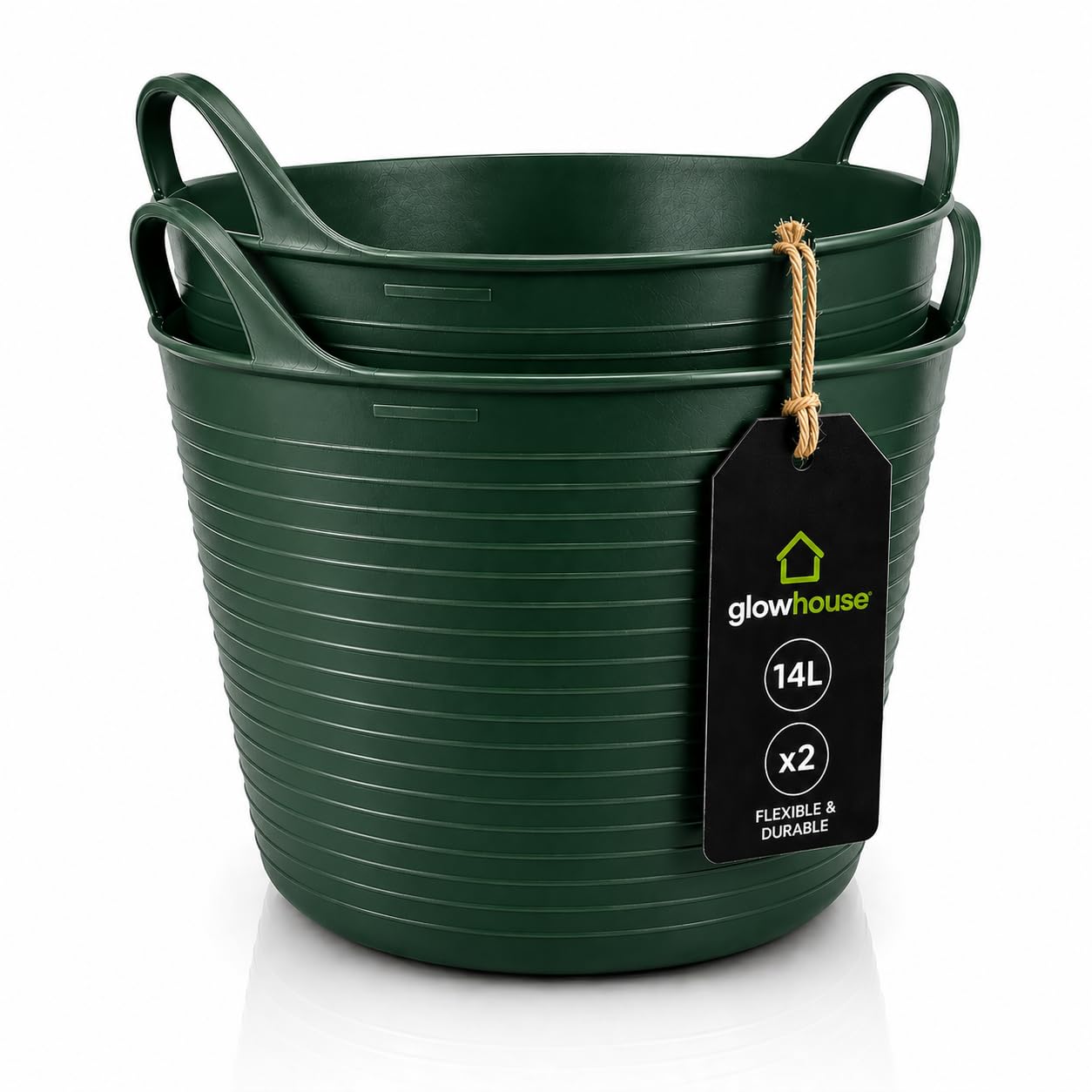 Flexi Builders Bucket (Green, 14 Litres Pack of 2)