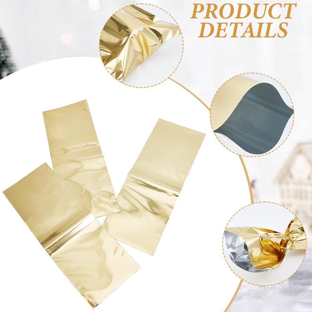 Beebeecraft 20Pcs Wine Bottle Gift Bags Gold Metallic Wine Pouch Gift Wrap with 20Pcs Ties Reflective Polypropylene Film Bags for Wine Bottles Sparkle Look Christmas Birthday Party Favors 18.2x6.5inch