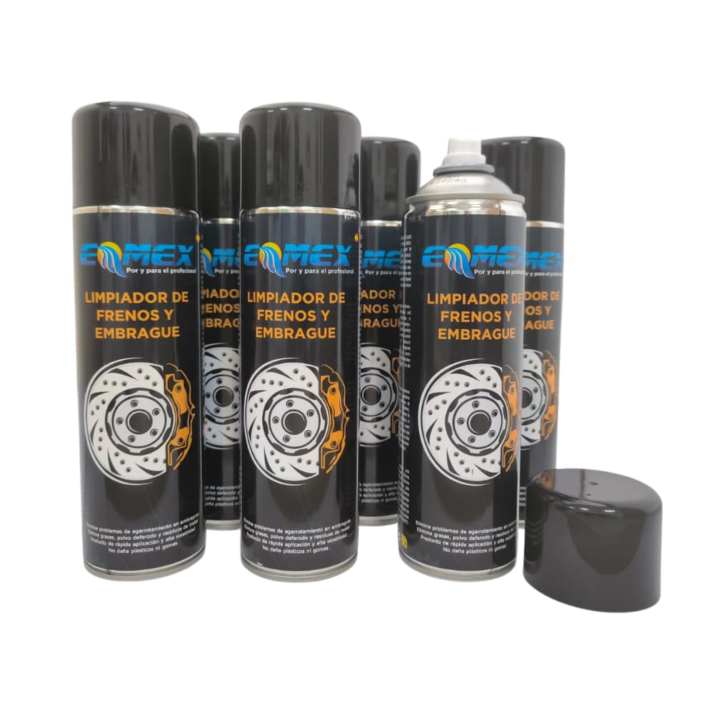 EMMEX Limpiador de Frenos y Embragues Spray 500ml (Pack 12 uds) - Desengrasante Profesional de Alta Presión y Secado Rápido